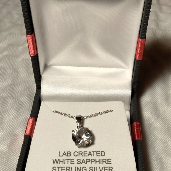Sterling Silver White Sapphire 18" Necklace - Picture 1 of 3